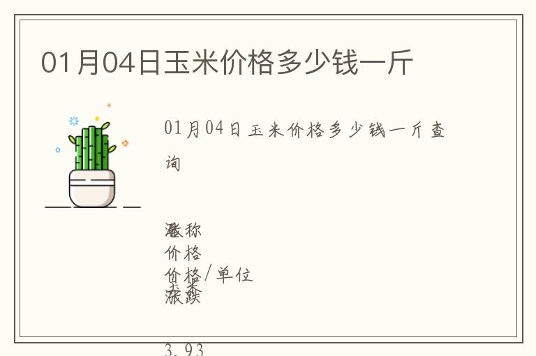 01月04日玉米價格多少錢一斤