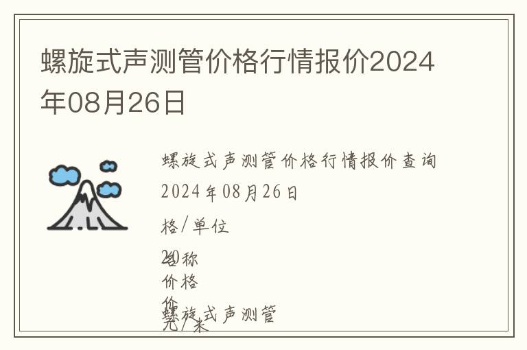 螺旋式聲測管價格行情報價2024年08月26日