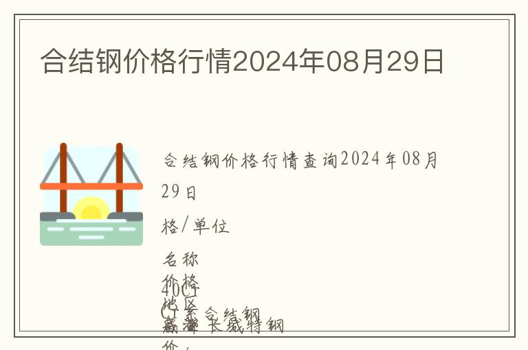合結(jié)鋼價(jià)格行情2024年08月29日