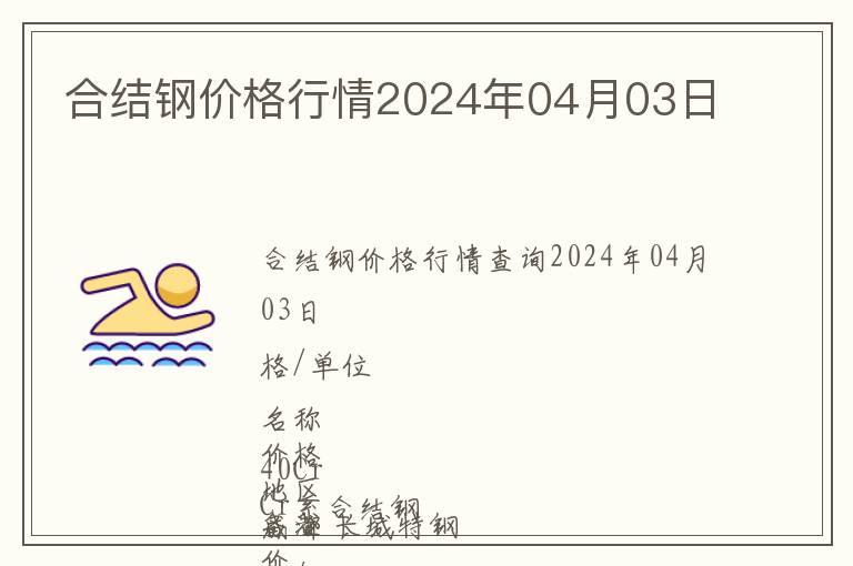 合結(jié)鋼價(jià)格行情2024年04月03日
