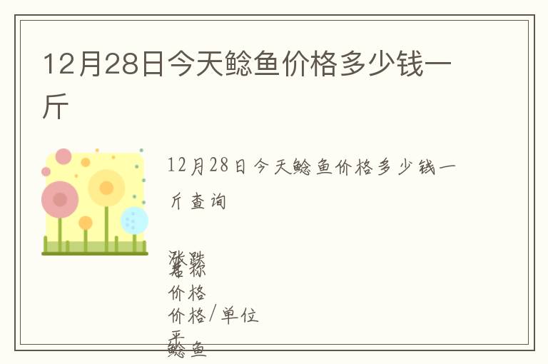 12月28日今天鯰魚價格多少錢一斤