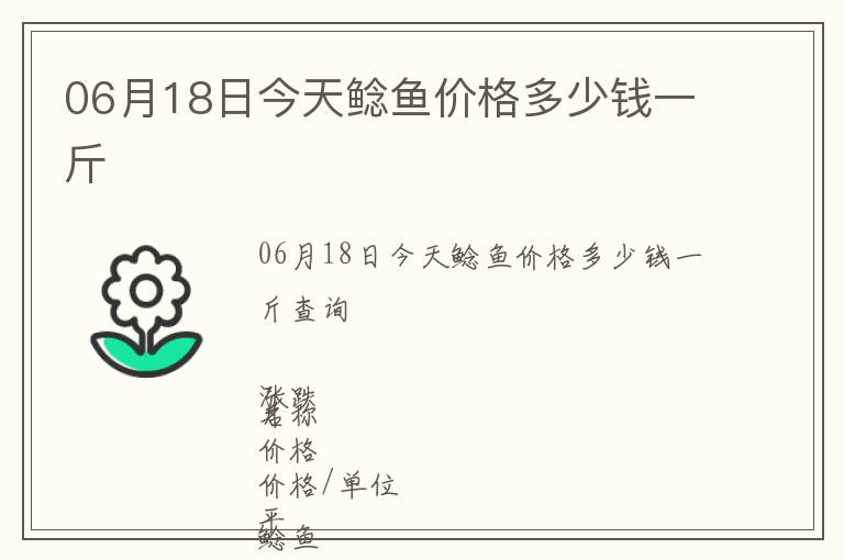 06月18日今天鯰魚價格多少錢一斤
