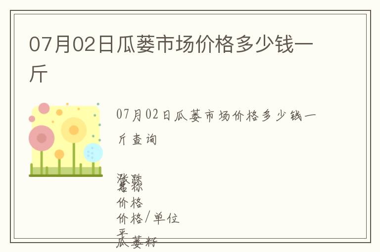 07月02日瓜蔞市場價格多少錢一斤