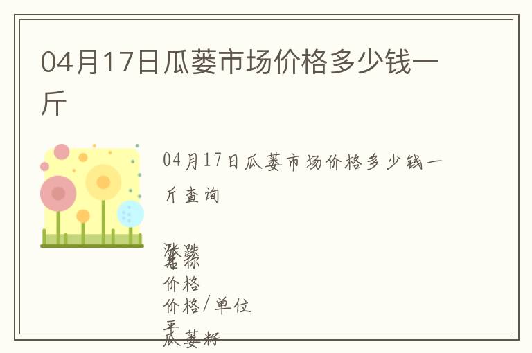 04月17日瓜蔞市場(chǎng)價(jià)格多少錢一斤
