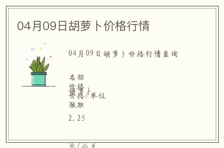 04月09日胡蘿卜價(jià)格行情