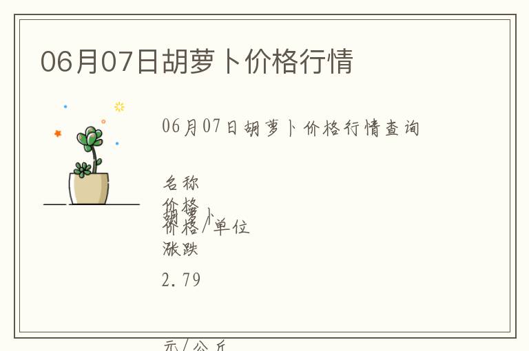 06月07日胡蘿卜價格行情