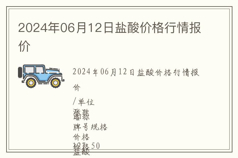 2024年06月12日鹽酸價格行情報價