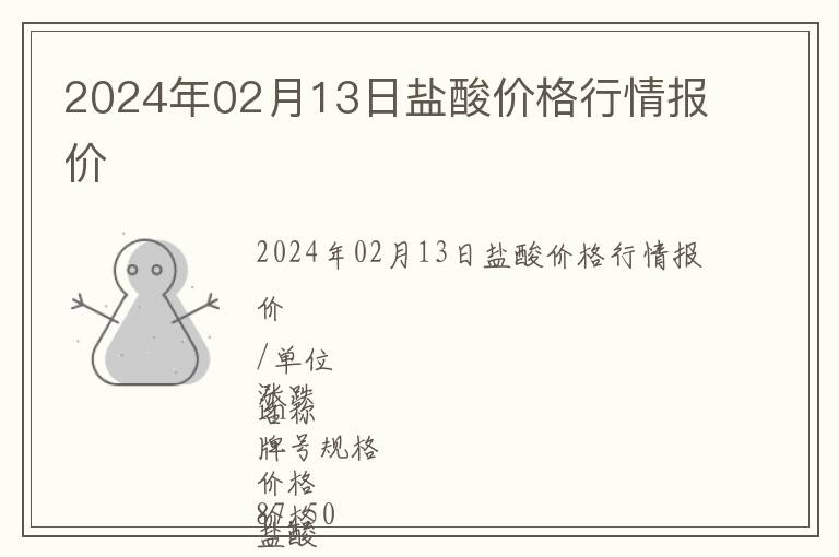 2024年02月13日鹽酸價格行情報價
