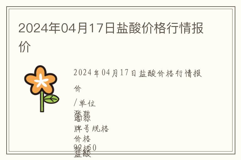 2024年04月17日鹽酸價格行情報價