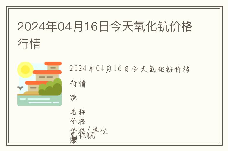 2024年04月16日今天氧化鈧價格行情