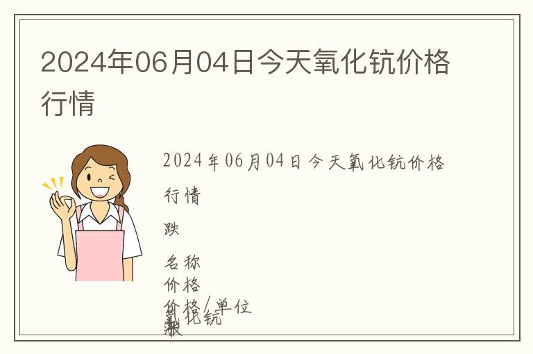 2024年06月04日今天氧化鈧價格行情