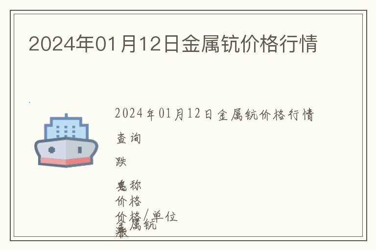 2024年01月12日金屬鈧價格行情