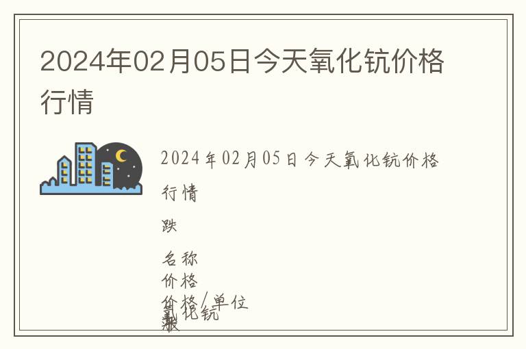 2024年02月05日今天氧化鈧價(jià)格行情