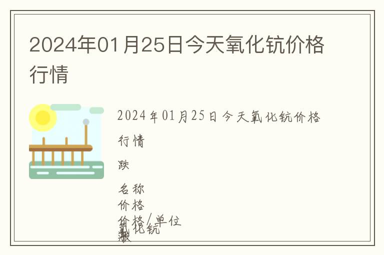 2024年01月25日今天氧化鈧價格行情