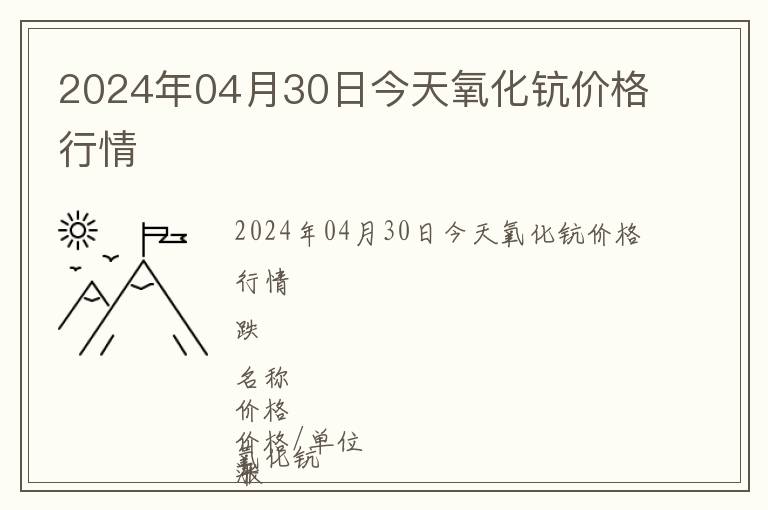 2024年04月30日今天氧化鈧價格行情