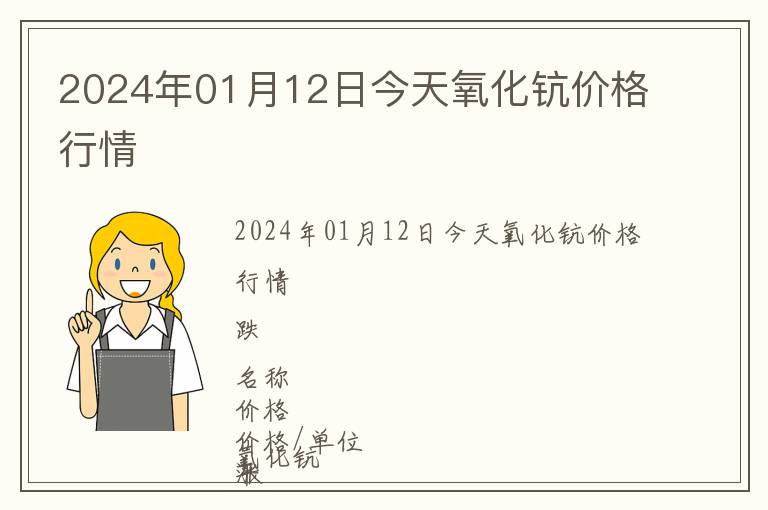 2024年01月12日今天氧化鈧價格行情