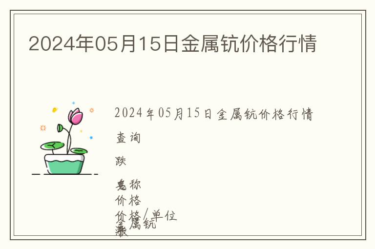 2024年05月15日金屬鈧價格行情