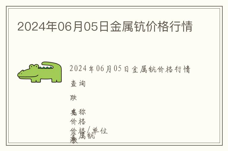2024年06月05日金屬鈧價格行情