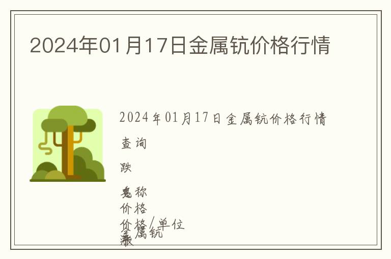 2024年01月17日金屬鈧價格行情