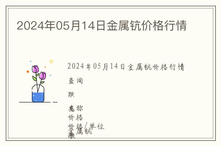 2024年05月14日金屬鈧價格行情