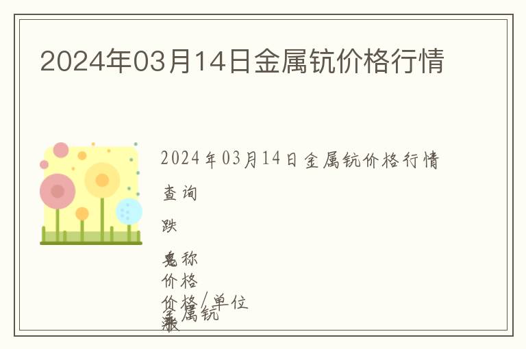 2024年03月14日金屬鈧價格行情