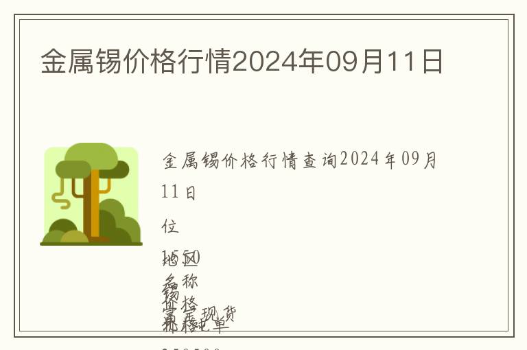 金屬錫價(jià)格行情2024年09月11日