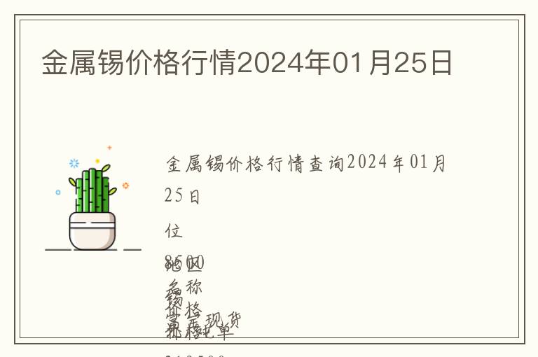 金屬錫價格行情2024年01月25日