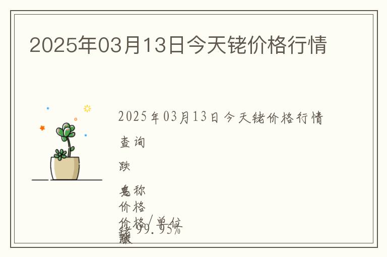 2025年03月13日今天銠價格行情