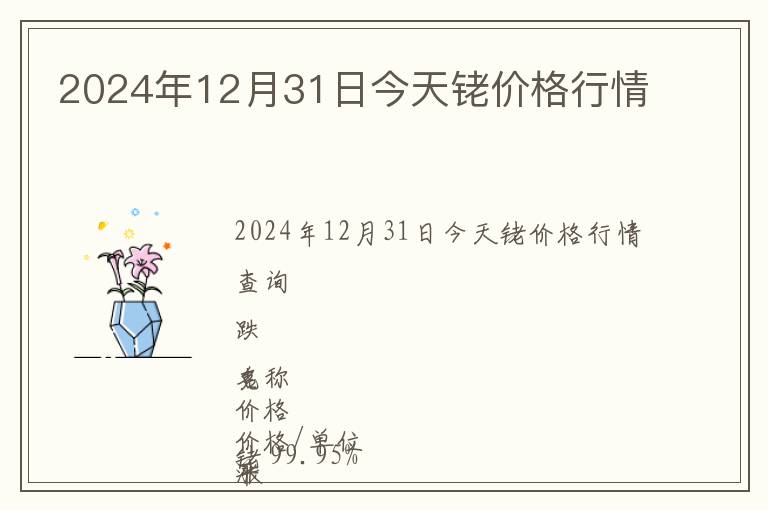 2024年12月31日今天銠價格行情