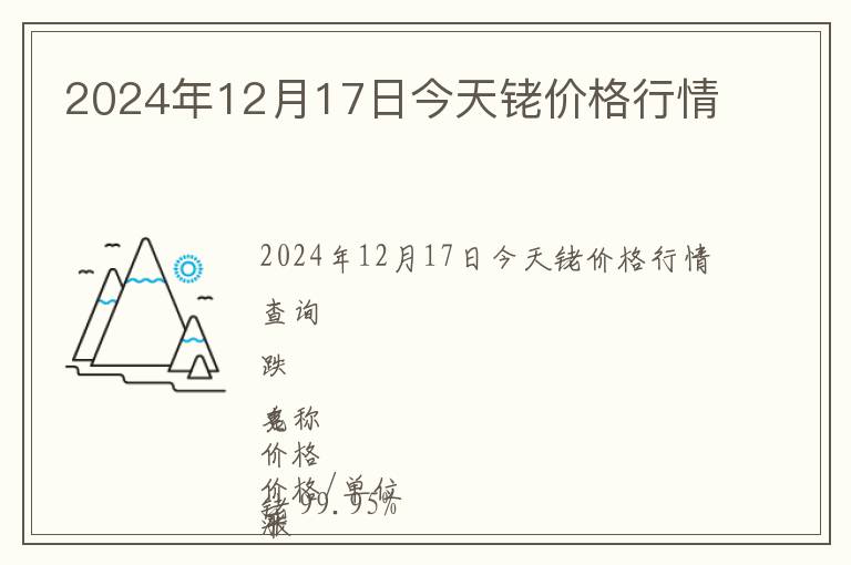 2024年12月17日今天銠價格行情