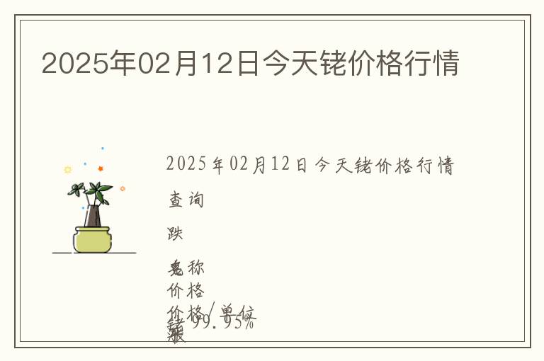 2025年02月12日今天銠價(jià)格行情