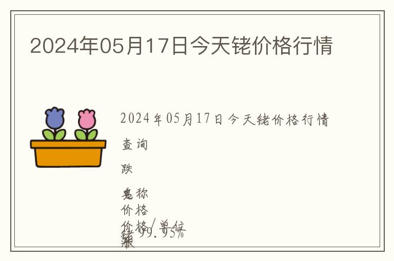 2024年05月17日今天銠價格行情