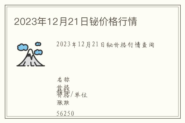 2023年12月21日鉍價(jià)格行情