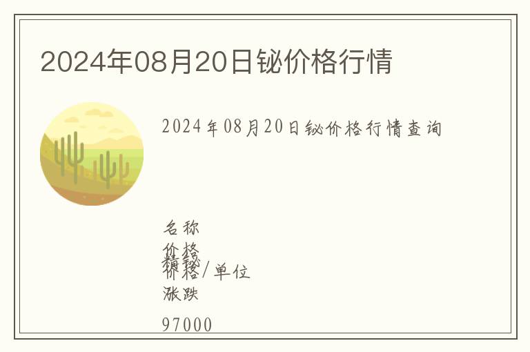 2024年08月20日鉍價格行情