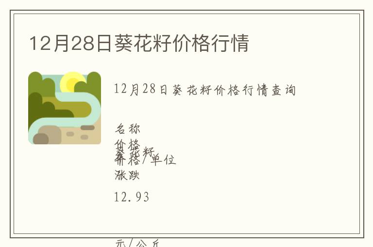 12月28日葵花籽價格行情