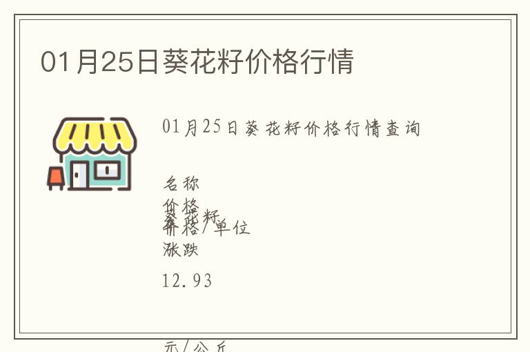 01月25日葵花籽價格行情