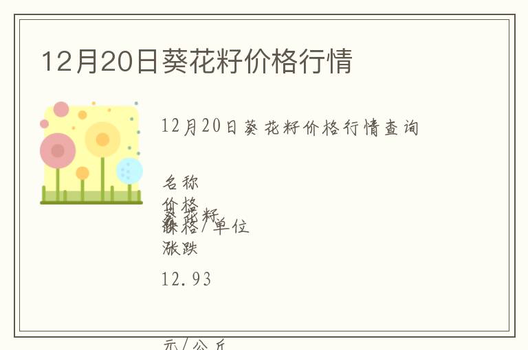 12月20日葵花籽價(jià)格行情
