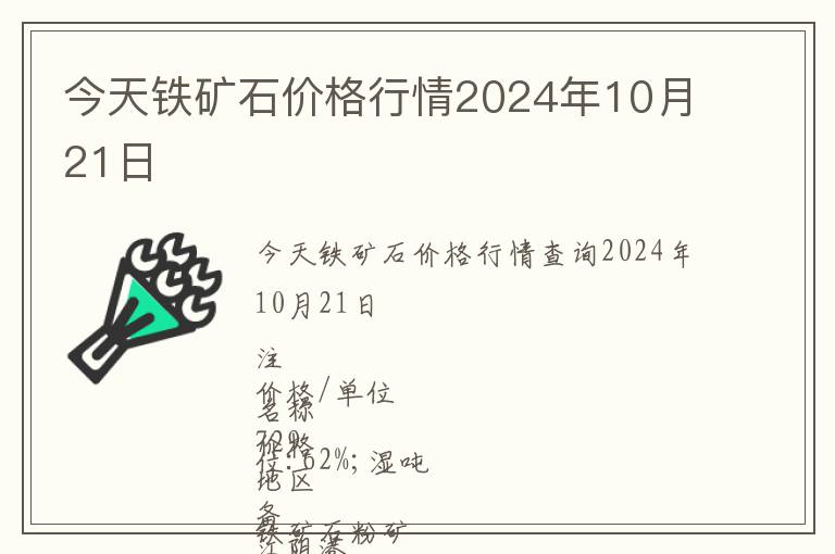 今天鐵礦石價格行情2024年10月21日