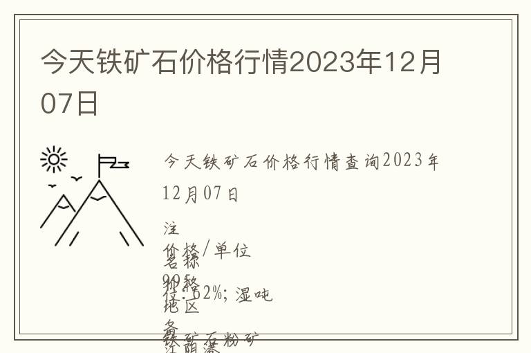 今天鐵礦石價格行情2023年12月07日