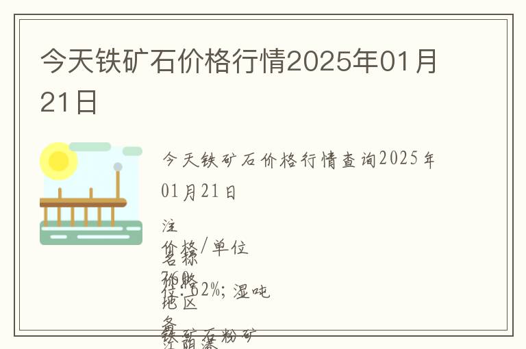 今天鐵礦石價格行情2025年01月21日