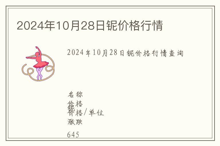 2024年10月28日鈮價(jià)格行情