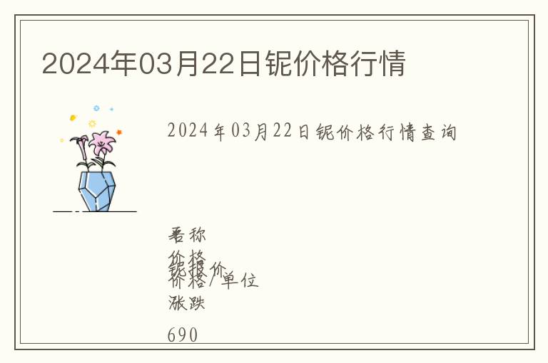 2024年03月22日鈮價(jià)格行情