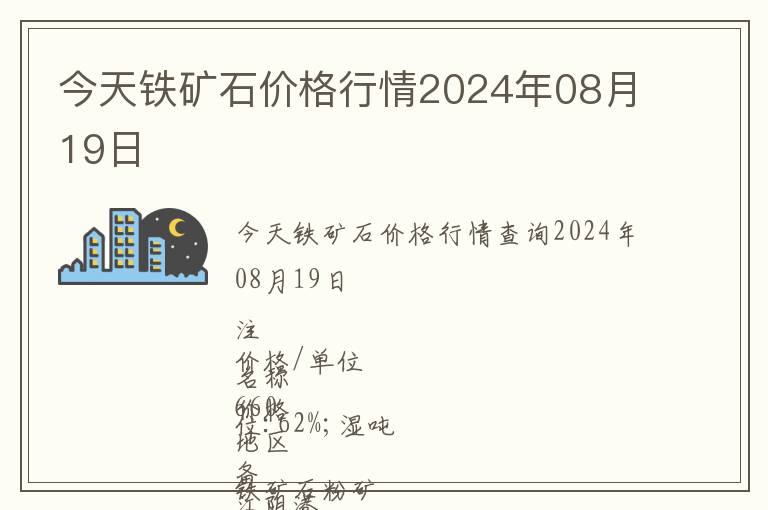 今天鐵礦石價(jià)格行情2024年08月19日