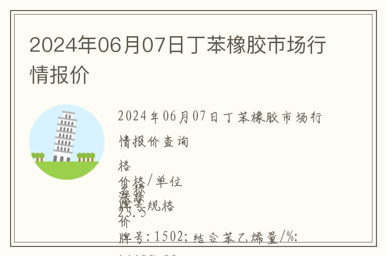 2024年06月07日丁苯橡膠市場行情報價
