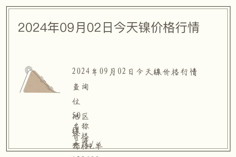 2024年09月02日今天鎳價(jià)格行情