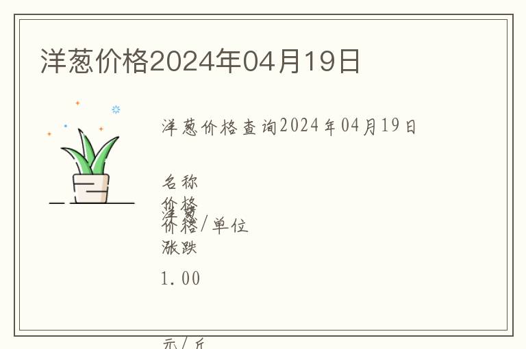 洋蔥價格2024年04月19日