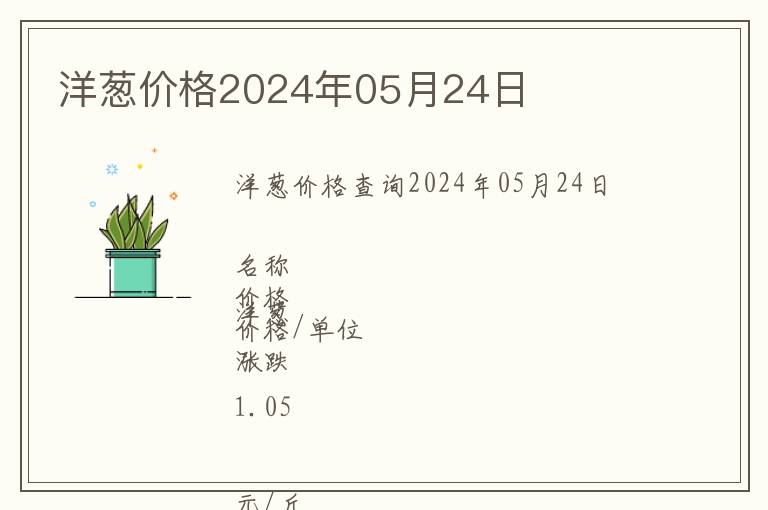洋蔥價格2024年05月24日