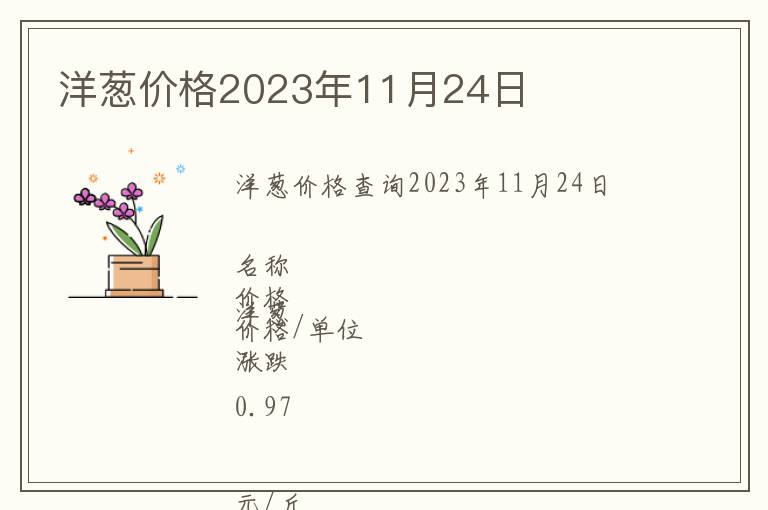洋蔥價(jià)格2023年11月24日