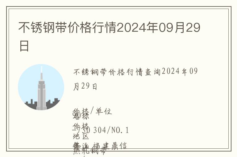 不銹鋼帶價格行情2024年09月29日