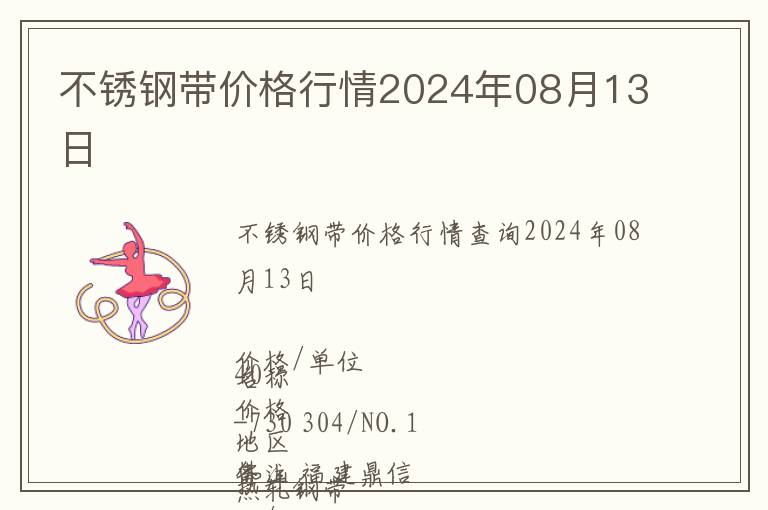 不銹鋼帶價格行情2024年08月13日